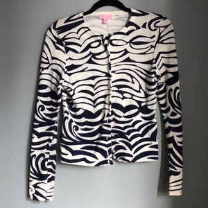 Lilly Pulitzer navy and cream cardigan sweater XS